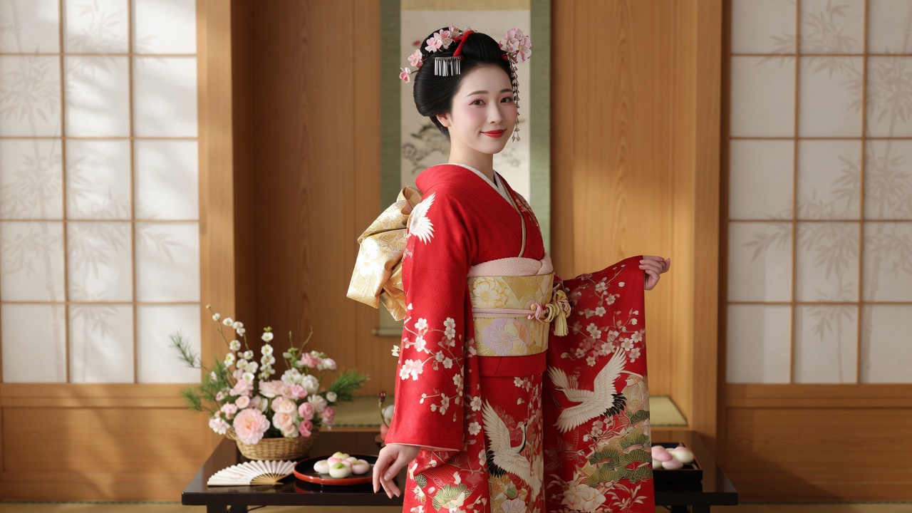 振袖姿で微笑む女性（イメージ）